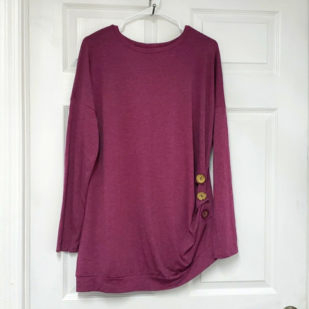 #10190-4 Women’s T-Shirt Long Sleeve,Purple pink(L),Gray(XL)